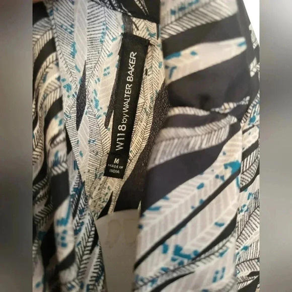 W118 by Walter Baker Geometric Print Black/Tan Blouse with Neck Tie(M)Work Wear - Picture 7 of 8
